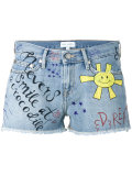 graffiti denim short shorts