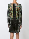 checked paisley print shift dress