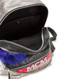 logo print metallic backpack