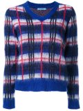 plaid contrast trim jumper