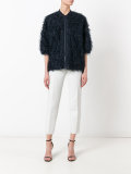 feather texture bomber jacket