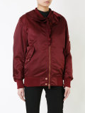 ruffled trim bomber jacket 