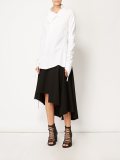 high neck flared blouse