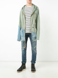 denim merged zip hoodie