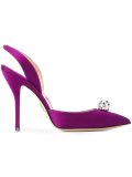 jewel embellished satin pumps