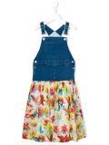 denim and chiffon dungaree dress