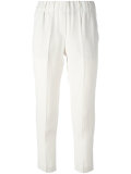 elastic waistband cropped trousers