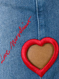 heart patch denim shorts