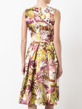 leaf print midi dress