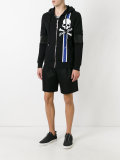 skull stripe print hoodie