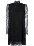 lace overlay pleated back dress