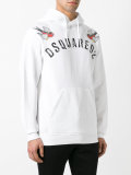 embroidered bird logo hoodie