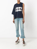 metallic logo asymmetric T-shirt