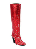 sequinned pointed boots