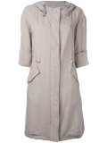 three-quarters sleeve hooded coat