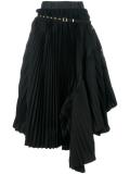pleated asymmetric skirt