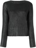 waxed effect woven jumper