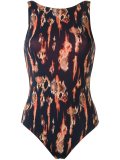 open back printed swimsuit