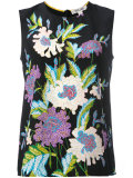 floral print sleeveless blouse