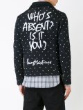 dotted back quote biker jacket