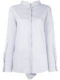pleated sleeves striped shirt