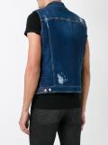 Ski distressed sleeveless jean jacket