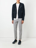 slim fitting biker jacket with silver tone hardware