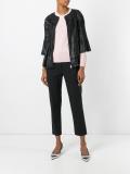 cropped sleeves leather jacket 