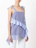 ruffled details striped blouse