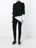 asymmetric curve zip front cropped jacket