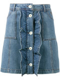 Mini Denim Skirt with Frilled Front