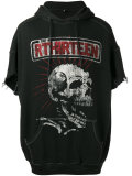 skeleton print shortsleeved hoodie