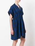bird patch-embellished plaid dress