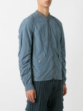 ruched-sleeve bomber jacket