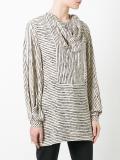 draped neck striped blouse