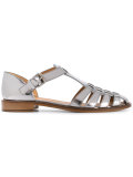 metallic buckled flat sandals