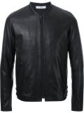 thin collar leather jacket