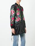 floral embroidered long bomber jacket