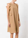 sleeveless ruffle trim dress