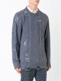 distressed cable knit jumper