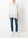 three-quarters sleeve sheer T-shirt
