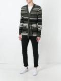 multi-pattern belted cardigan