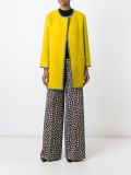 trim detail collarless coat
