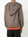 striped detail zipped hoody