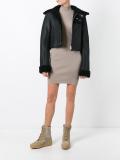 Season 3 cropped shearling flight coat