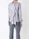 buttoned sleeve striped shirt
