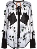 sheer embellished long sleeve blouse