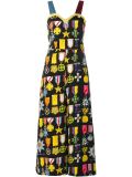 Sleeveless Medal Print Silk Jumpsuit