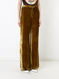 metallic flared trousers