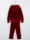 fur trim tracksuit set